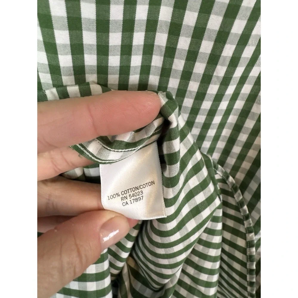 Banana Republic Button Up Shirt Mens Large 15 -‎ 15.5 Green White Plaid